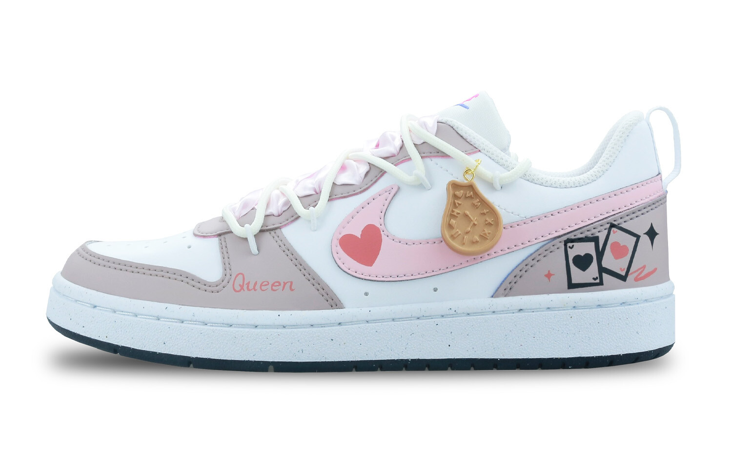 Кроссовки Nike Court Borough Skateboarding Shoes Women's Low-top Light Khaki/Pink, хаки