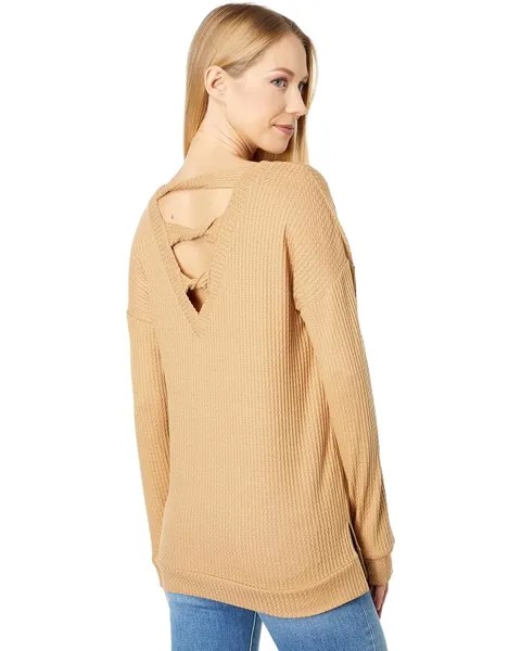 Топ 1.STATE Long Sleeve Open Twist Back Top, цвет Wild Oak