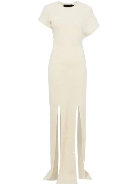 Proenza Schouler Technical Sequin Knit Dress, нейтральный цвет