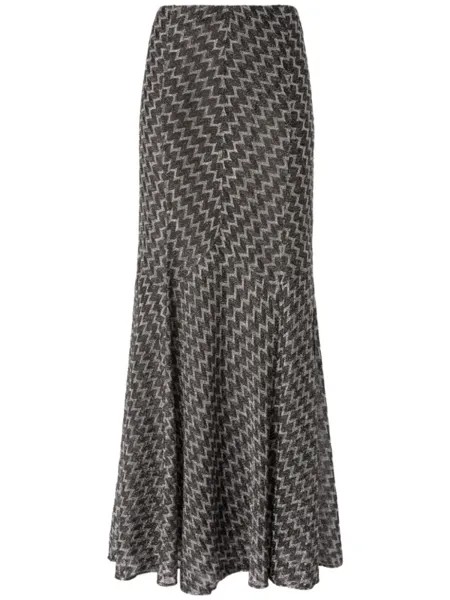Missoni юбка макси-клеш из ламе с зигзагообразным узором, черный