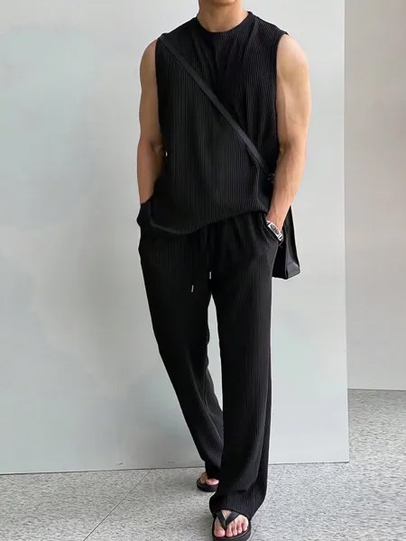 Мужские однотонные майки Homme и брюки на кулиске Manfinity, черный
