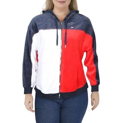 Женская легкая весенняя флисовая куртка Tommy Hilfiger Sport, темно-синяя, 2X