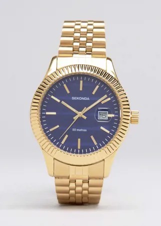 Золотистые наручные часы с синим циферблатом Sekonda эксклюзивно для ASOS-Золотой