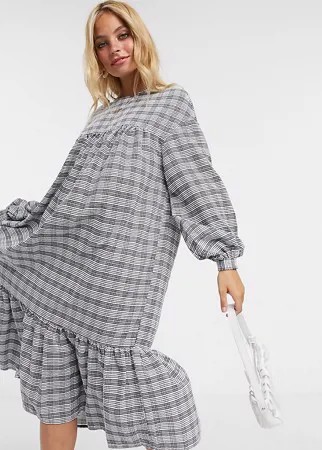 Свободное платье миди в клетку ASOS DESIGN Petite-Многоцветный