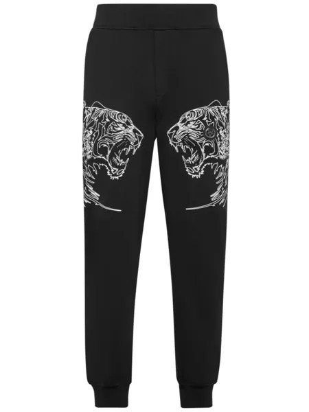 Plein Sport спортивные брюки с принтом, черный