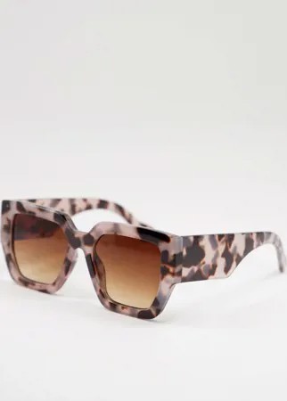 Большие квадратные солнцезащитные очки в серой черепаховой оправе Pieces-Серый