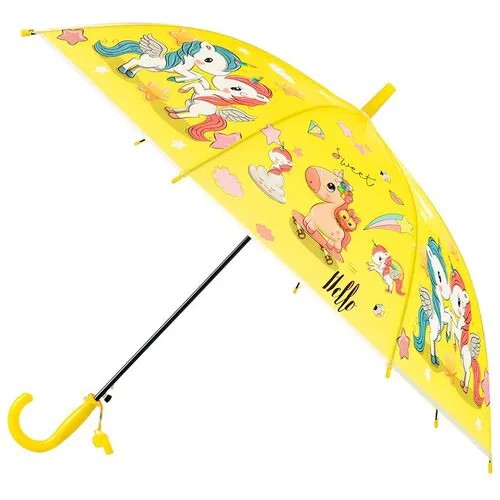Зонт-трость Oubaoloon, полуавтомат, купол 50 см., желтый