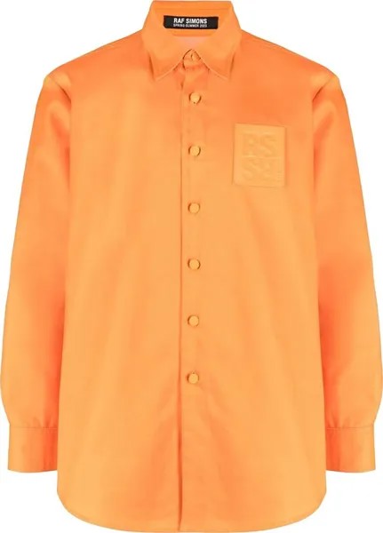 Рубашка Raf Simons Straight Fit Denim Shirt With Leather Patch 'Orange', оранжевый