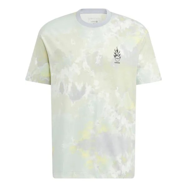 Футболка adidas neo Logo Printing Round Neck Sports Short Sleeve Light Green T-Shirt, зеленый