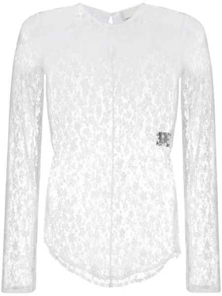 ISABEL MARANT топ с длинными рукавами и кружевом, белый