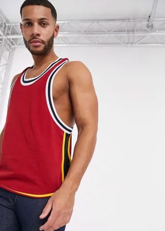 Бордовая майка-борцовка с сетчатыми вставками по бокам ASOS DESIGN-Красный