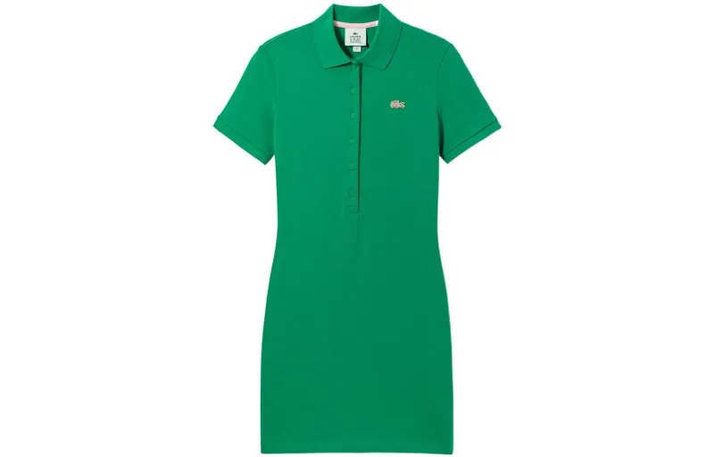 Платье с короткими рукавами женское зеленое Lacoste
