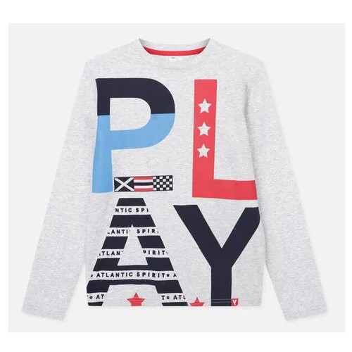 Лонгслив playToday, размер 128, серый/голубой/красный