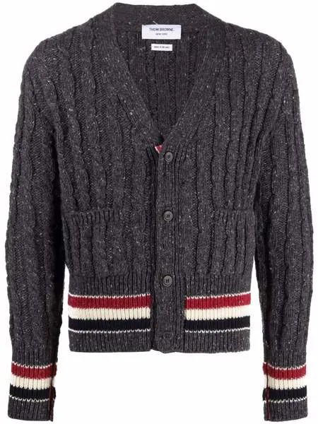 Thom Browne кардиган фактурной вязки с полосками RWB