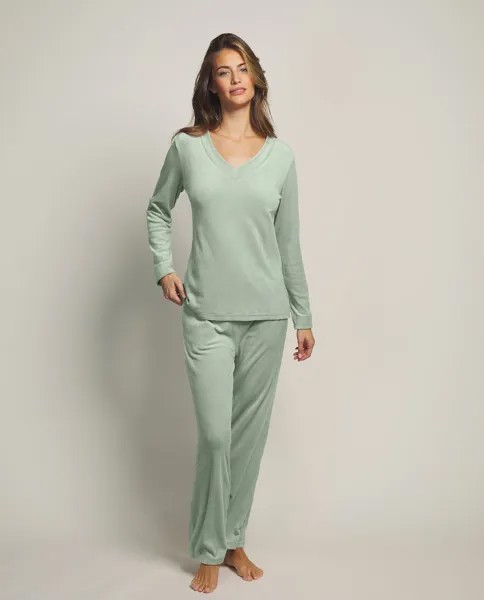 Женская пижама-двойка с длинными брюками Selmark, водно-зеленый