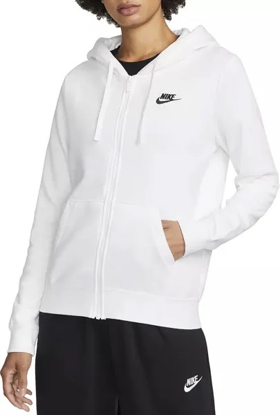 Женская флисовая худи с молнией во всю длину Nike Sportswear Club, белый