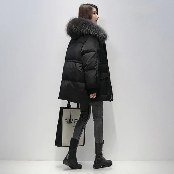 XS-4XL Большие размеры для женщин куртка средней длины Стиль женские зимние пальто вниз хлопок Водонепроницаемый ветрозащитный черный, белый цвет, для занятий спортом, куртки-парки