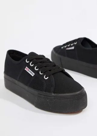 Черные кроссовки на платформе Superga 2790 linea-Черный