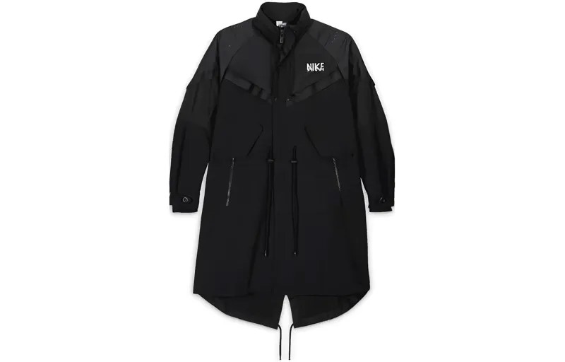 Пальто-тренч Sacai X Sacai, унисекс, черное Nike, черный