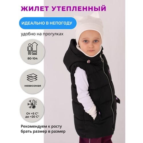 Жилет, размер 86, фиолетовый, черный