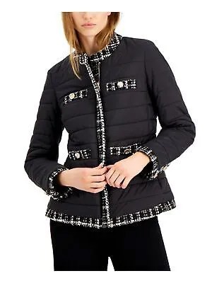 ANNE KLEIN Женская черная стеганая куртка на молнии с карманами и пуговицами на подкладке M