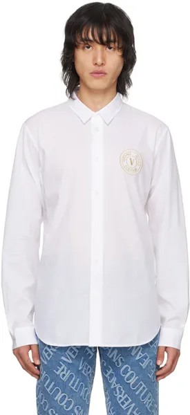 Белая рубашка с логотипом V Versace Jeans Couture, цвет White/Gold
