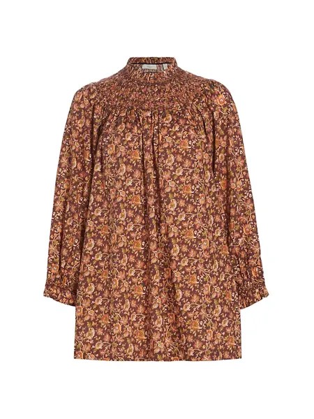 Хлопковое мини-платье Idalie с цветочным принтом D Ô E N, цвет auburn mulberry vine floral