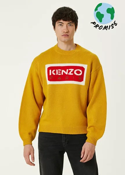 Желтый шерстяной жаккардовый свитер с логотипом Kenzo