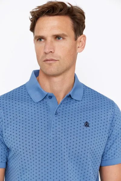 Рубашка-поло из пике с принтом Cortefiel, синий
