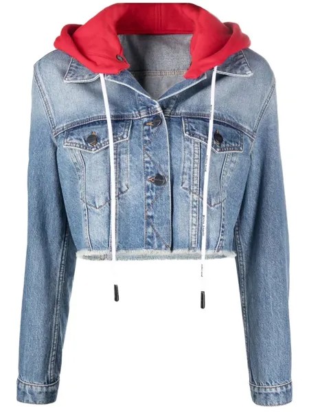 Джинсовая куртка Palm Angels Hooded Denim, синий, красный