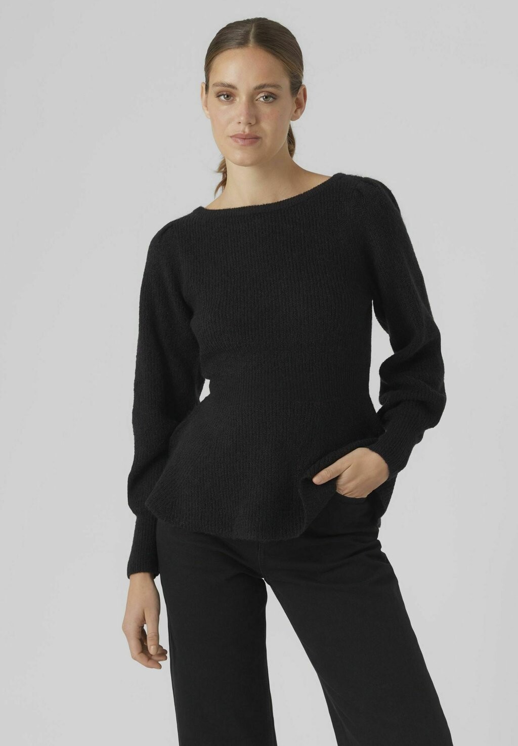 Свитшот Vero Moda VMFLAVOR LS PEPLUM GA EXC, черный