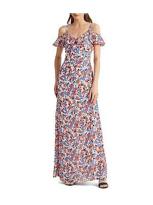RALPH LAUREN Женское синее длинное вечернее платье с короткими рукавами и V-образным вырезом на подкладке 18
