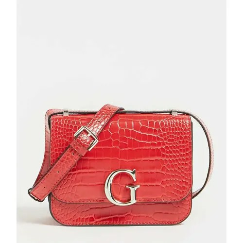 Сумка GUESS, фактура гладкая, красная