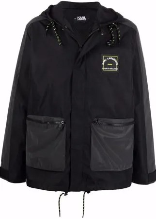 Karl Lagerfeld пальто с капюшоном и логотипом