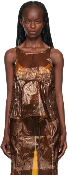 Коричневая майка Eckhaus Latta со сборками