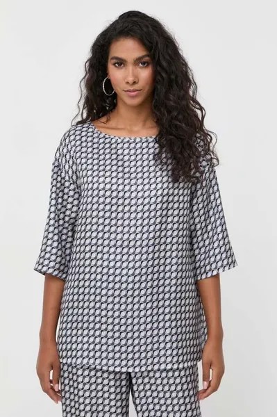 Шелковая футболка Max Mara Leisure, серый