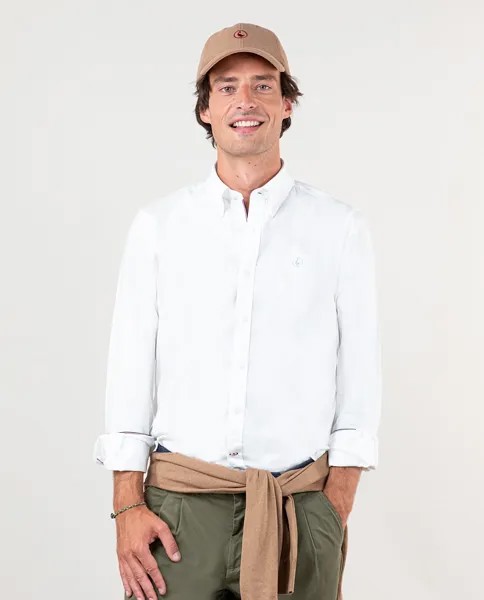 Однотонная классическая мужская рубашка белого цвета El Ganso, белый