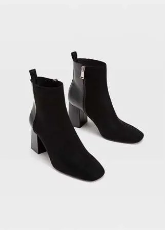 Stradivarius Комбинированные Ботильоны На Каблуке Черный 35