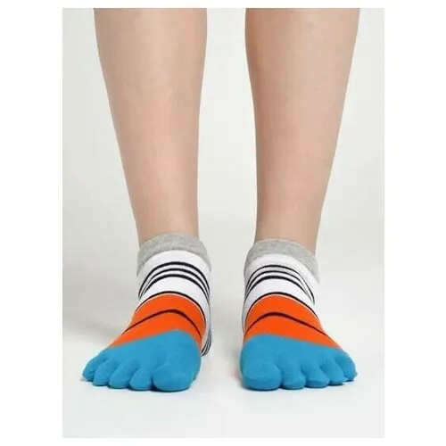 Мужские носки , 1 пара, укороченные, размер 39-44, оранжевый, голубой