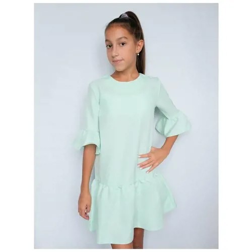 Платье радуга дети, размер 36/146, зеленый