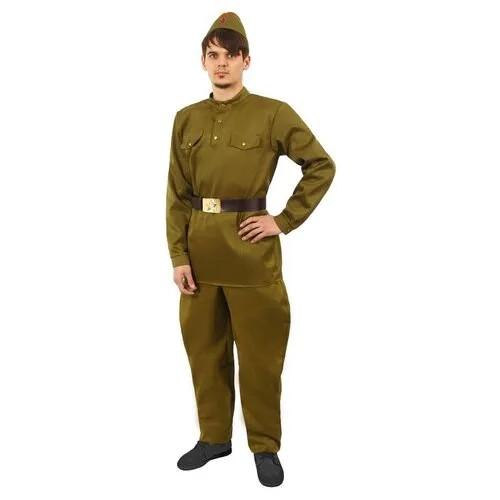 Костюм военного: гимнастёрка, брюки-галифе, ремень, пилотка, р. 54, рост 182 см 4687563