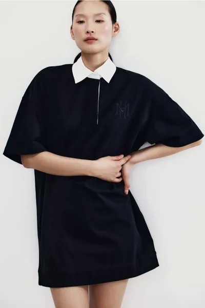 Платье из джерси с воротником H&M, черный