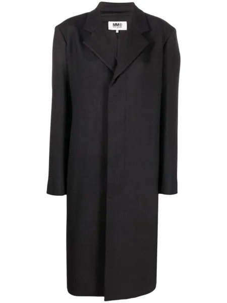 Однобортное пальто строгого кроя MM6 Maison Margiela, черный
