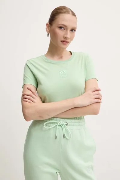 Хлопковая футболка Pinko, зеленый