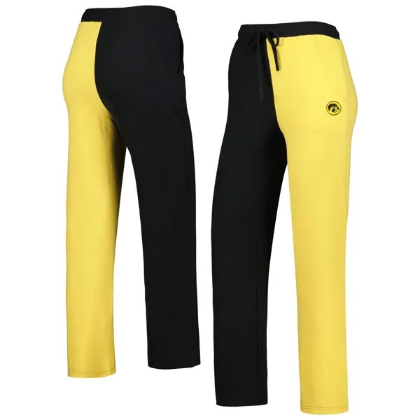 Женские удобные брюки для отдыха с цветными блоками ZooZatz черного/золотого цвета Iowa Hawkeyes
