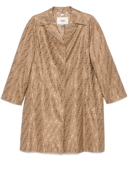 FENDI пальто с логотипом FF, нейтральный цвет