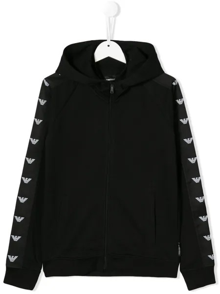 Emporio Armani Kids худи на молнии с боковыми полосками с логотипами