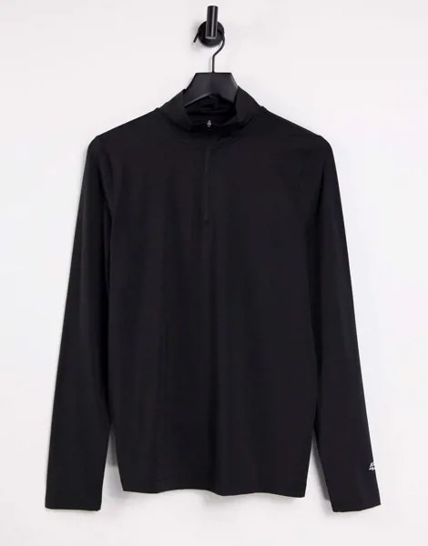 Спортивный лонгслив облегающего кроя с молнией 1/4 ASOS 4505-Черный