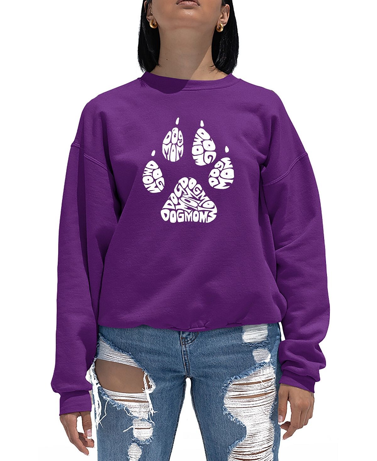 Женский свитшот с круглым вырезом Word Art Dog Mom LA Pop Art