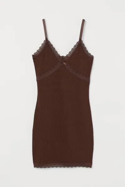 Платье из джерси с кружевом H&M, коричневый